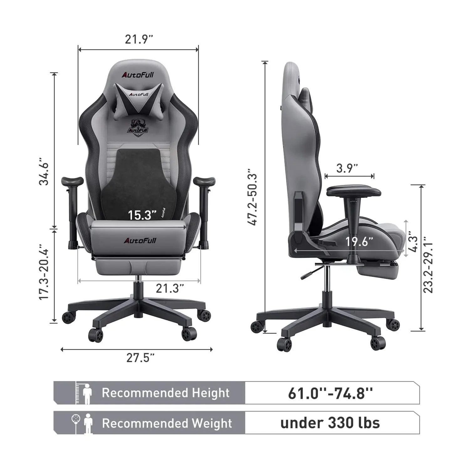 AutoFull C3 Gaming Chair with Ergonomic Lumbar Pillow AutoFull US