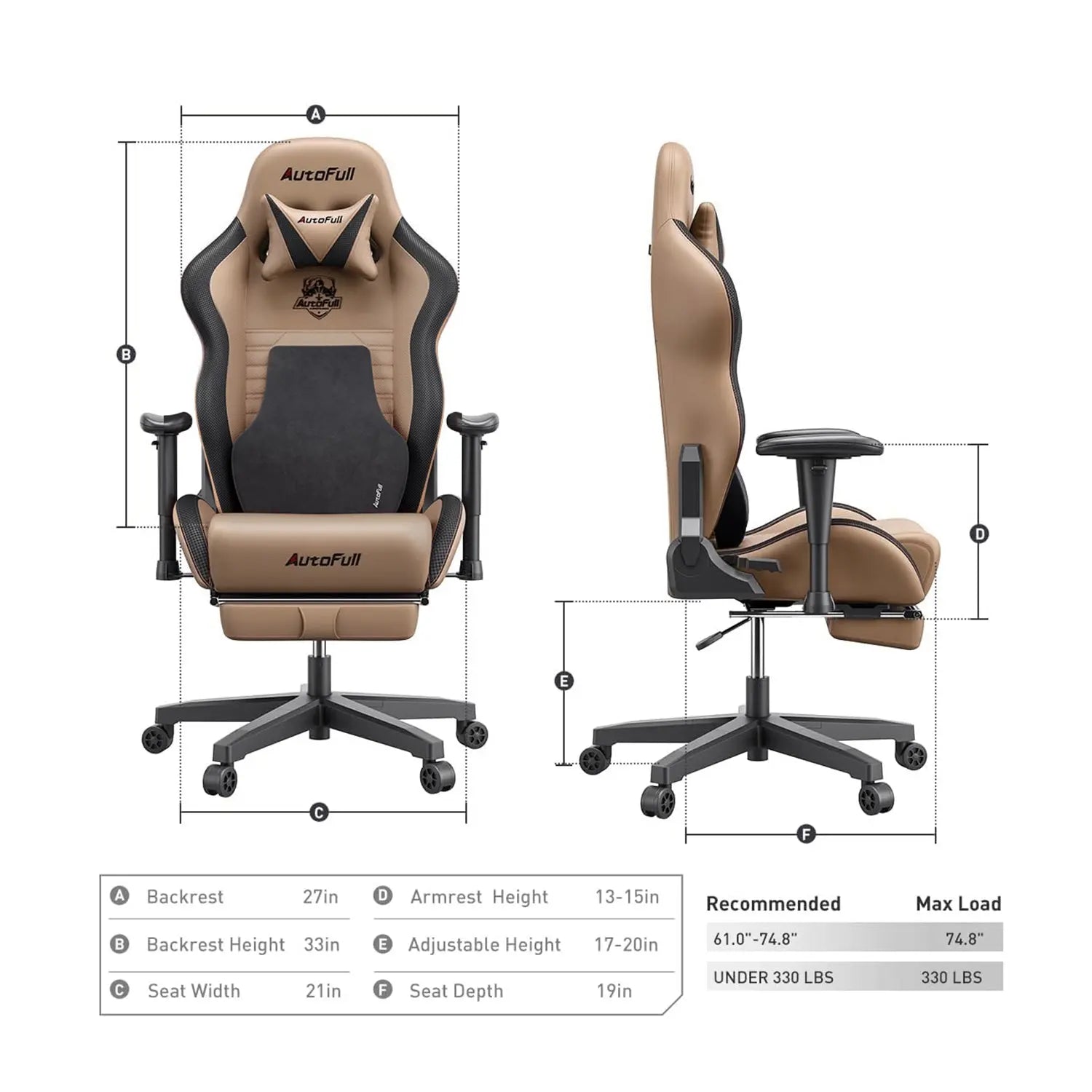 AutoFull C3 Gaming Chair with Ergonomic Lumbar Pillow AutoFull US