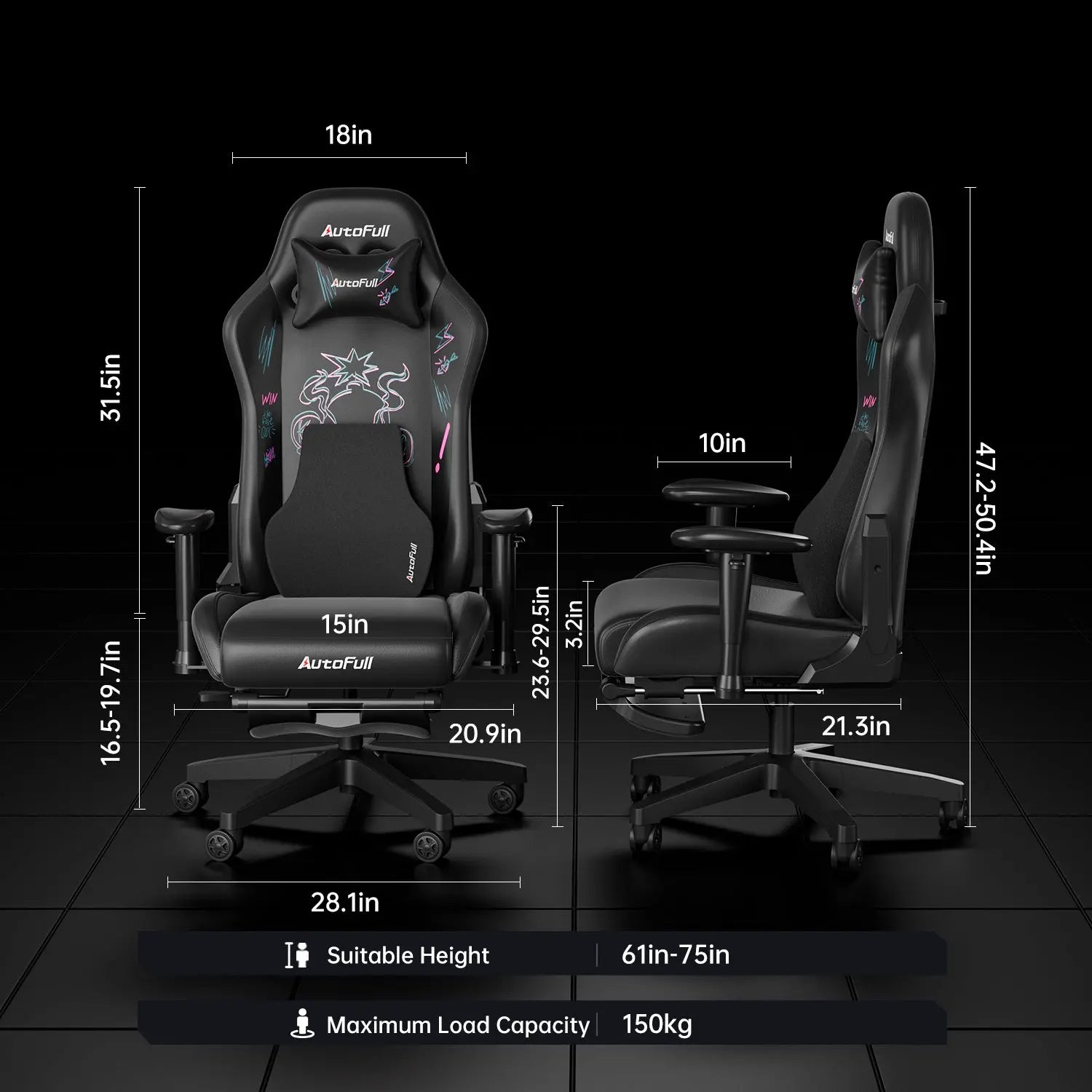 AutoFull C3 Gaming Chair with Ergonomic Lumbar Pillow AutoFull US