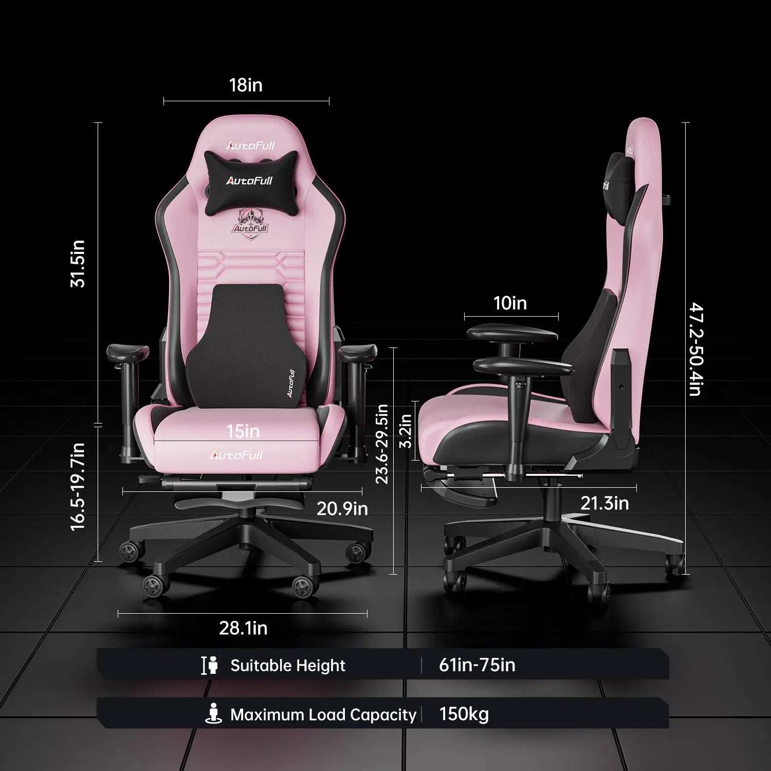 AutoFull C3 Gaming Chair with Ergonomic Lumbar Pillow AutoFull US